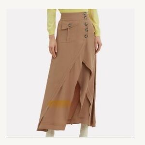 💋NWT self portrait asymmetric layered camel midi skirt